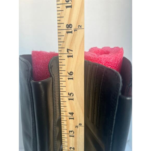 Born Helen Black Leather Knee High Zip Closure Round Toe Stacked Heel Boots 7 - Picture 11 of 15